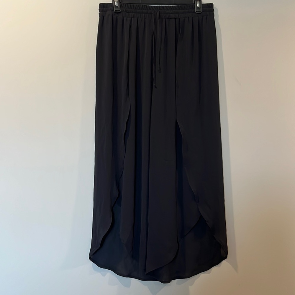 Women’s Time & Tru 1X (16W-18W) Black Sheer Front Slit Beach Pant